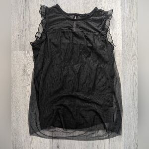 RW&Co Lace  Mesh Black Tank Top Camisole Size Small Coquette Goth Alt